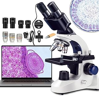 Binocular Microscope Adults 40X-1000X led Illumination Professional Compound Microscope for Kids Students Electric Eyepiece, Slides，Mobile Phone Holder…