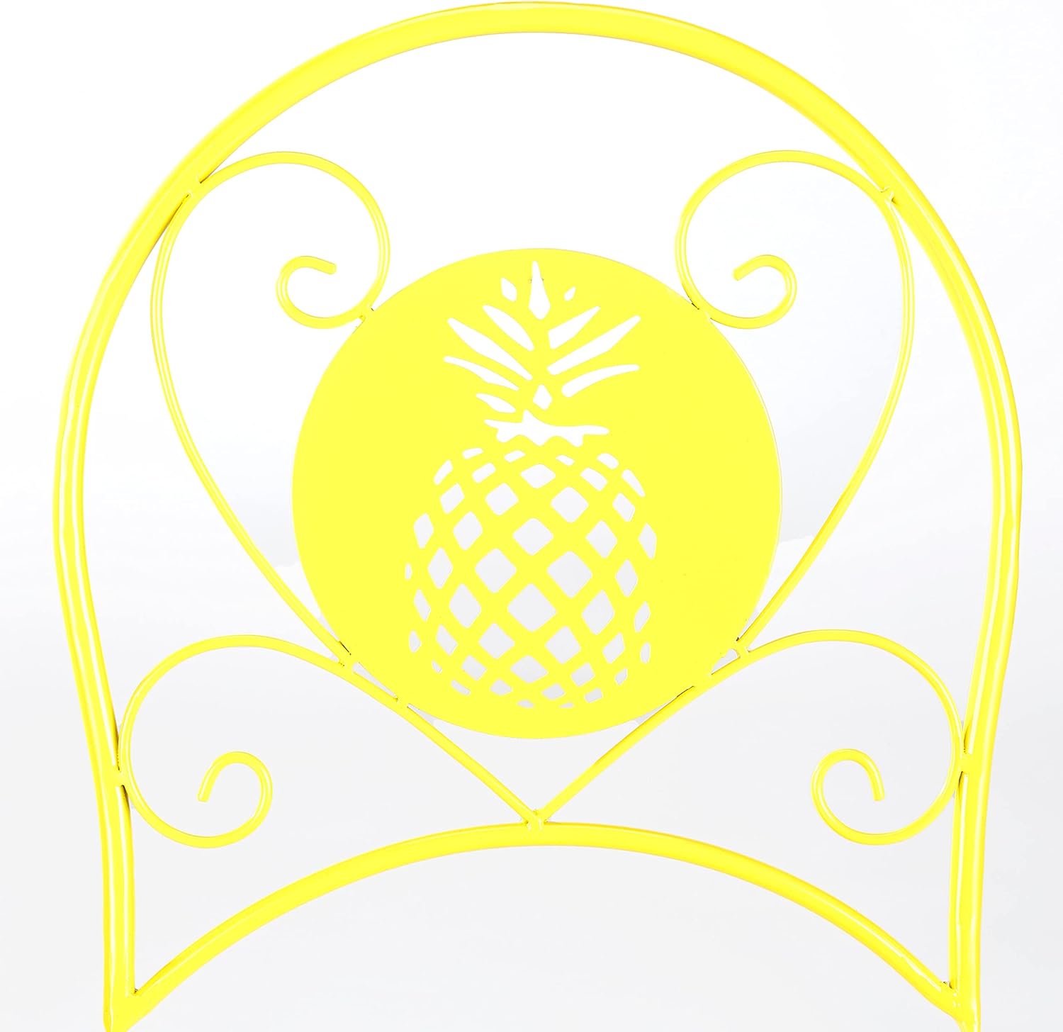 The Lakeside Collection Retro Vintage Metal Bistro Chair Patio Furniture with Pineapple Detail in Yellow