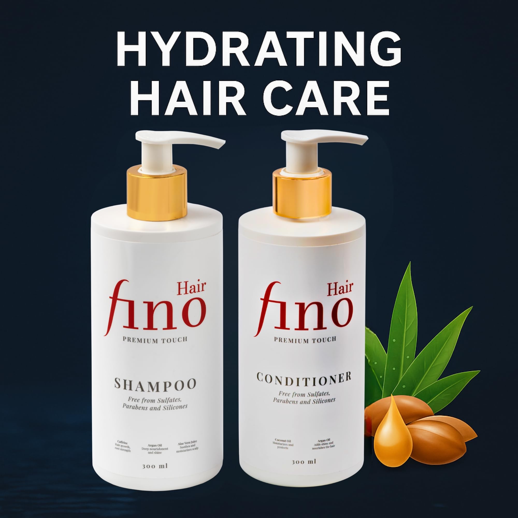 fino Hair Duo Shampooing & Après-shampooing - cheveux secs & abîmés | Biotine, kératine & caféine - soin, brillance & anti-frizz, sans silicones & parabènes