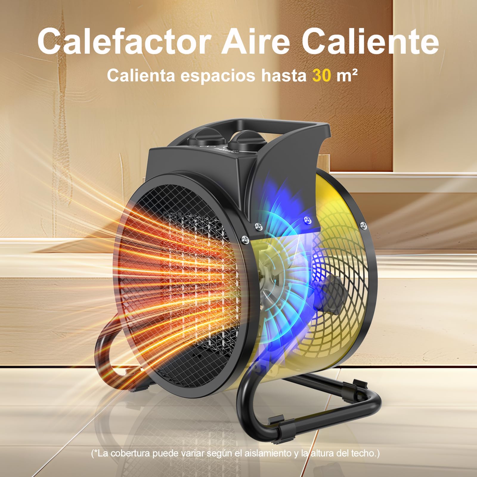 Calefactor Ceramico 3000W - Bajo Consumo - Radiador Electrico Portatil - Calentamiento Rápido en 3 s - Apto para Hogares, Baños y Obras de Construcción