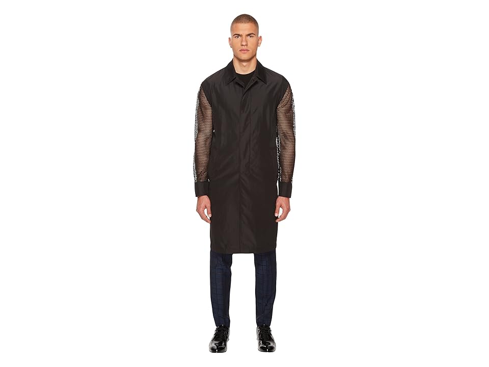 

Versace Collection Mesh Sleeve Trench Coat (Black) Men's Coat