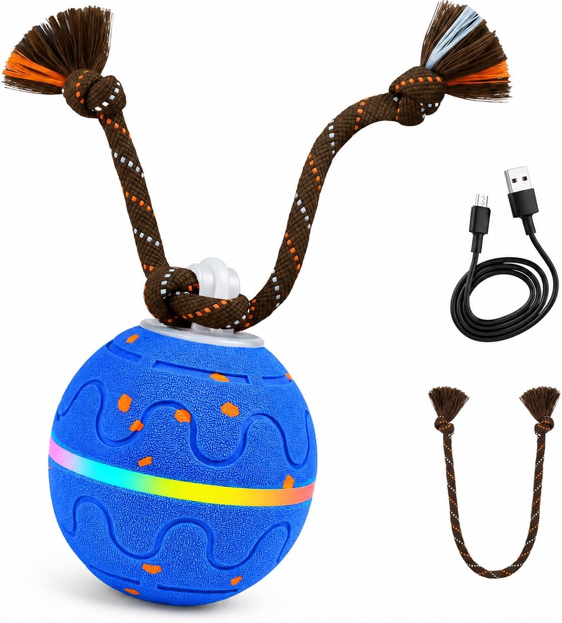 Interactive Dog Toy, Automatic Moving Dog Balls Smart Herding Ball for Dogs with Birdsong E-TPU Material, IPX7 Waterproof (Blue)