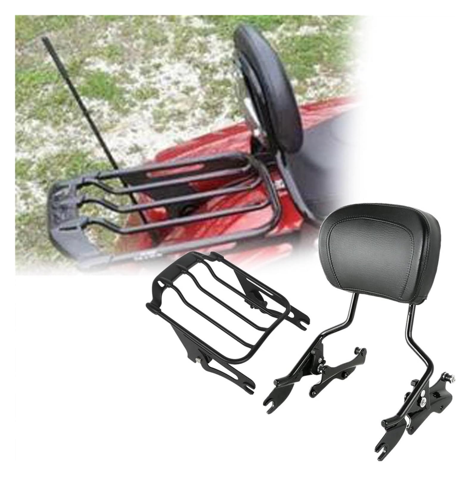 para Harley para Touring Street Glide Road King 2014-2022 Portaequipajes Traseros Respaldo Barra Sissy Desmontable Kit Acoplamiento Equipaje Air Wing Portapacchi Moto