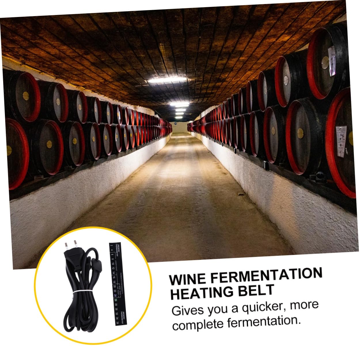 Cintura Riscaldante Nero per Fermentazione Spina EU in Silicone Temperatura Uniforme e Facile da Riporre, per Fermentatori e Lievito