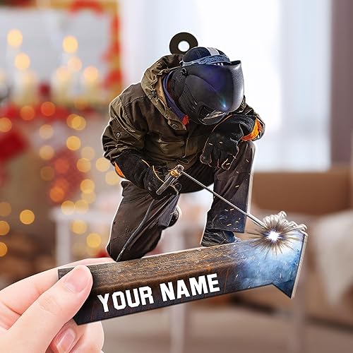 Artparel Adornos de soldador personalizados con nombre personalizado, adorno de Navidad, regalos de soldador, adornos de soldador para árbol de