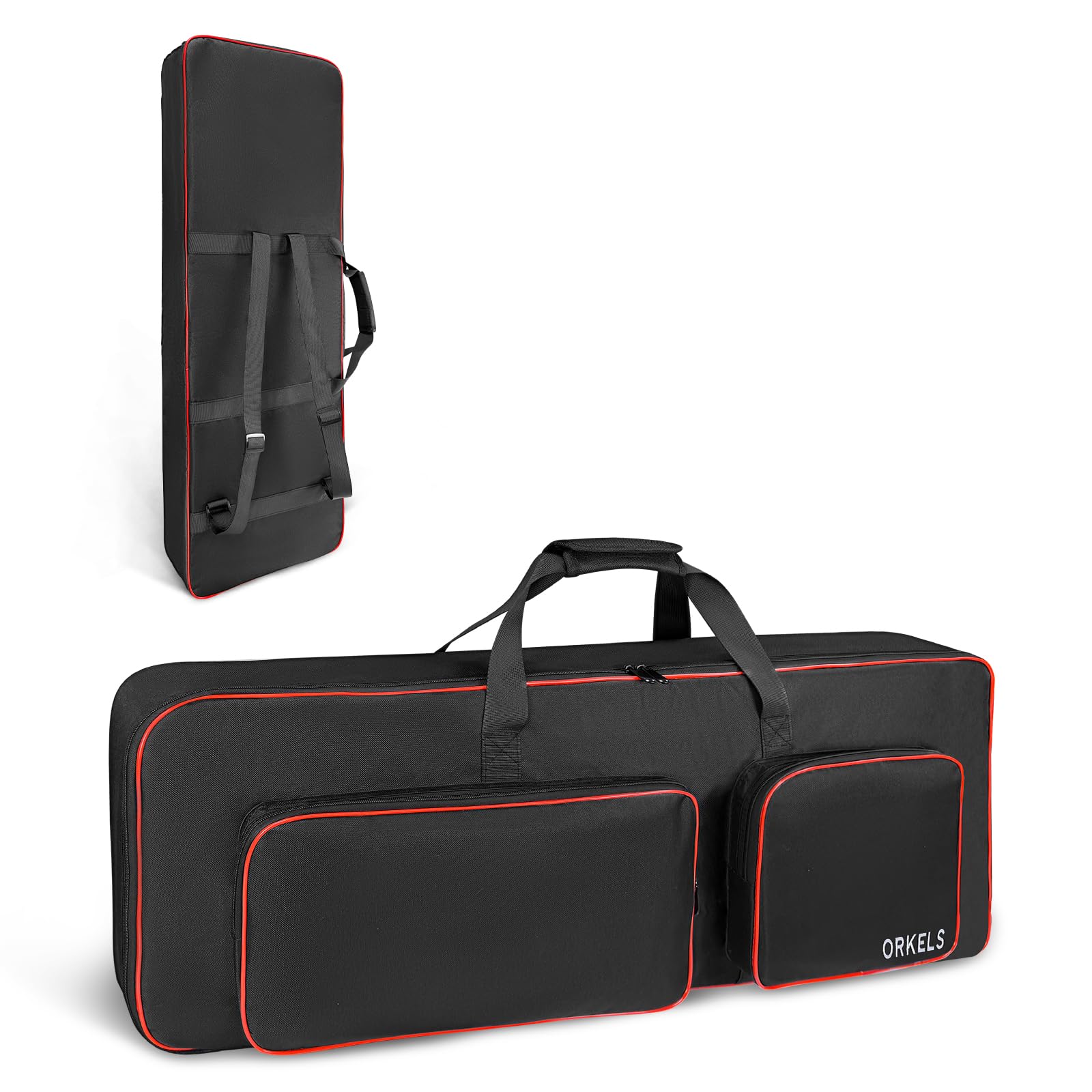Custodia per tastiera per e-iano, imbottita 600D, impermeabile, con spallacci e scomparto per accessori (61 tasti, 105 × 43,5 × 15,5 cm)