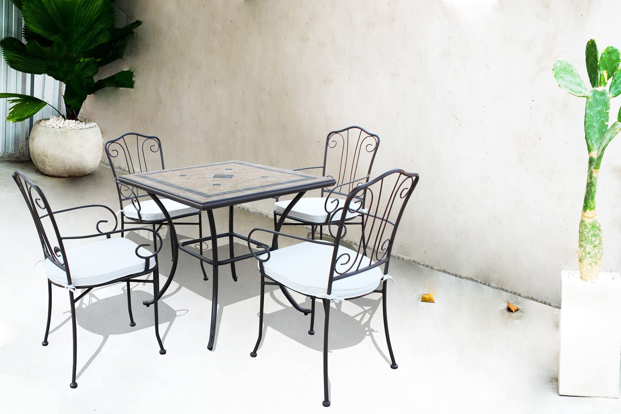 Tavolo da giardino Quadrato 80 x 80 x 74h cm base in ferro verniciato Base in Mosaico - FE802590 - FE802590
