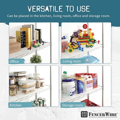 Miniatura 5 de Fencer Wire NSF Estantería de alambre de altura ajustable con forro y ruedas, estantería de almacenamiento de sótano rodante, estantería de