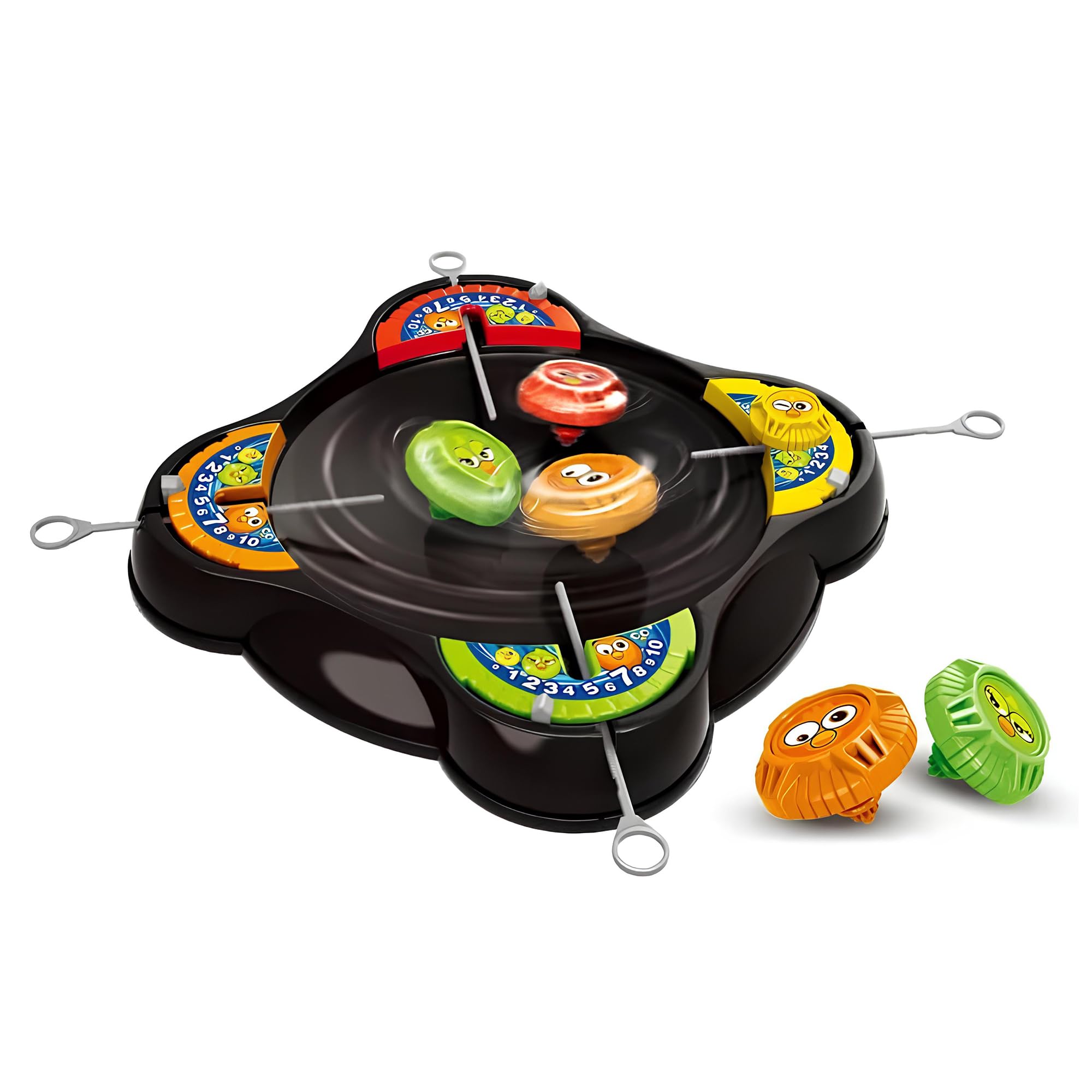 RAINBOW RIDERS Cool Top Spinning Battle Game with Funny Emoji Launchers Classic Super Disk 4 Spinners for Kids and Adults Perfect Party Fun Stress Relief Toy for Ages 3+