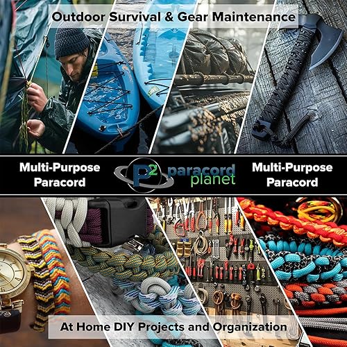 Miniatura 4 de Paracord Planet Cuerda paracaídas de 325 libras  3 hebras tipo II de grado comercial para senderismo, campamento y manualidades