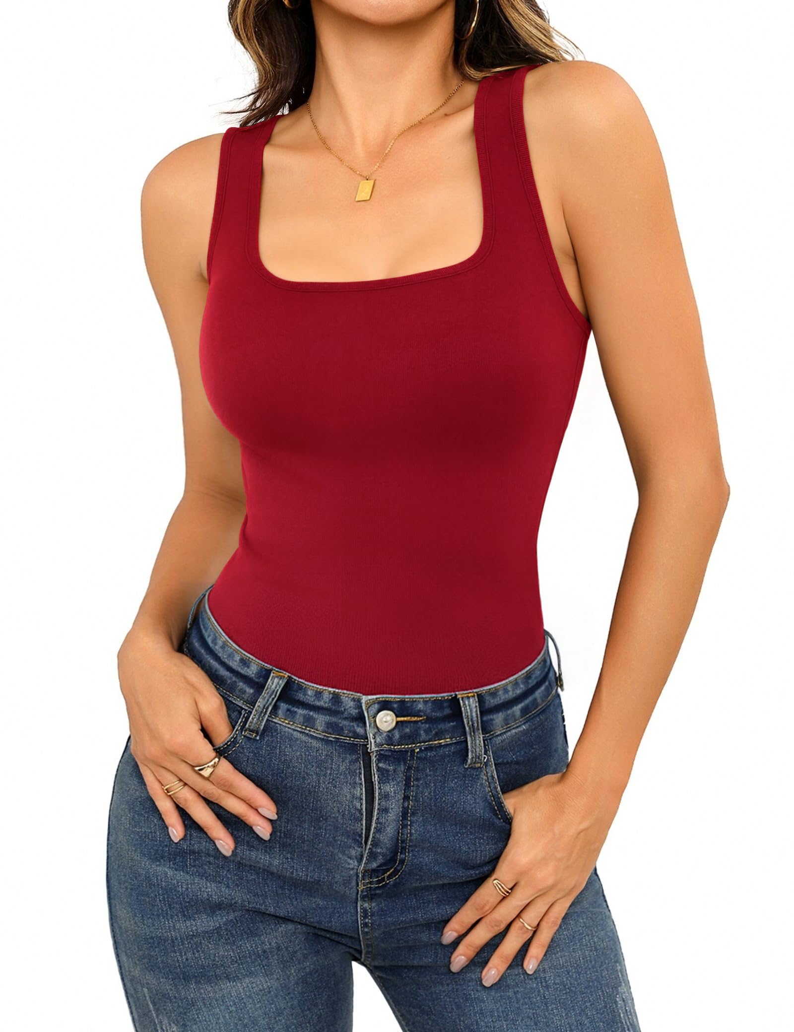 Aottori Thermo Unterhemd Damen Warme Basic Tank Top Eckigem Ausschnitt Elegant Thermoshirt Ärmellos Fleece Thermounterwäsche Winter Stretch Thermohemd Baumwolle Unterwäsche für Alltag