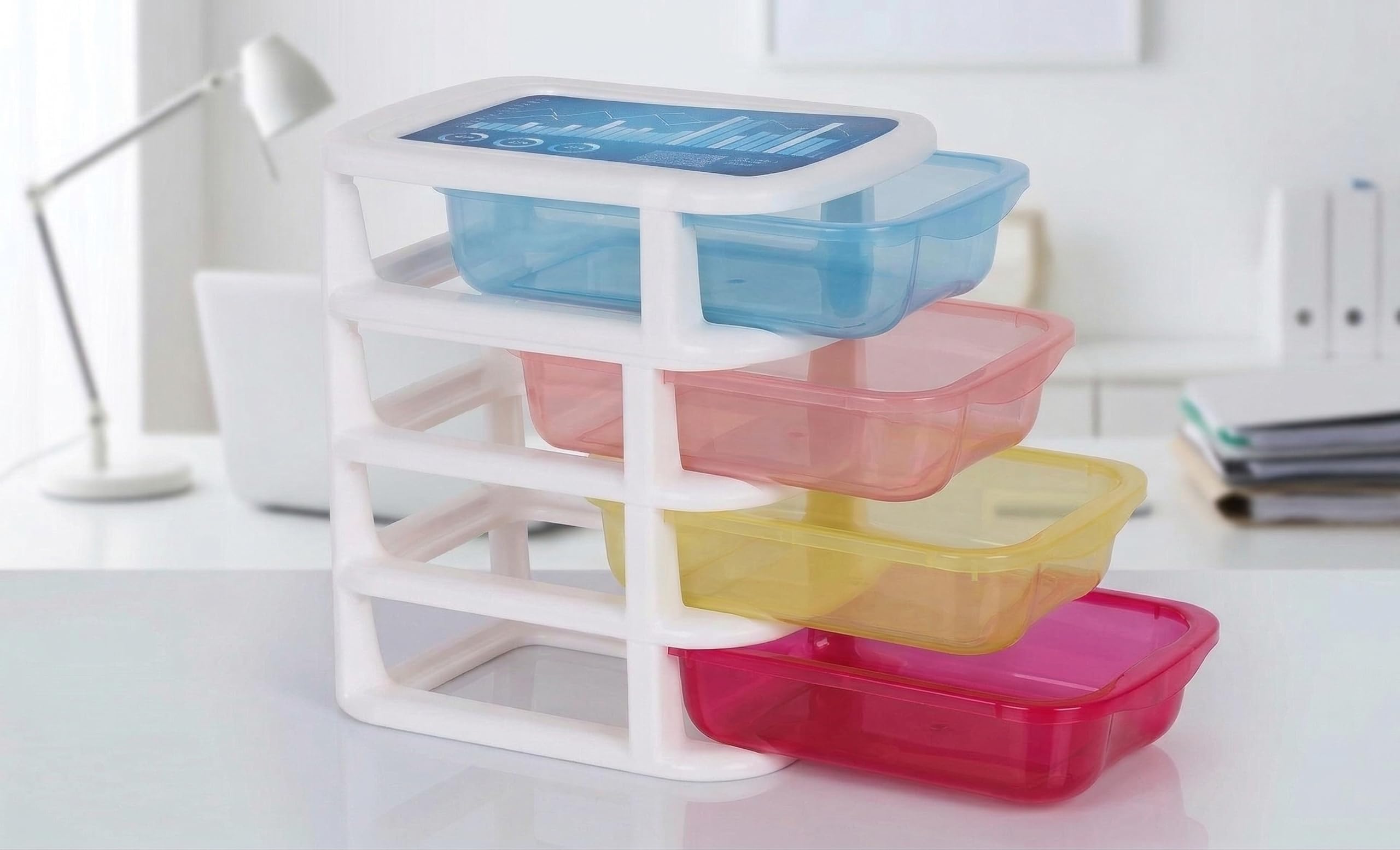 Divyanshi Plastic Mini Drawer Storage | Multipurpose Use For Cutalary, Stationery, Makeup Kit| Food Grade BPA Free, Easy to Carry - Pack of 1, Multicolor (Small Storage Drawer Box)-image-31