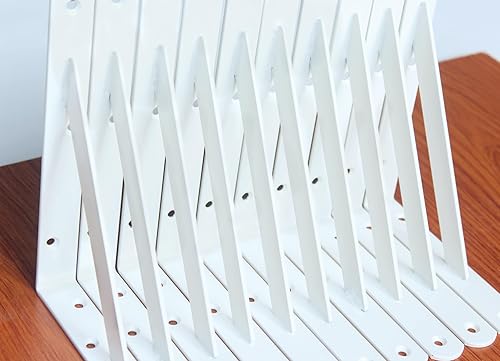 Vista 120 de Paquete de 4 soportes de estante resistentes de 8 pulgadas de largo x 6 pulgadas de alto con tornillos, soportes de estante de metal, soportes