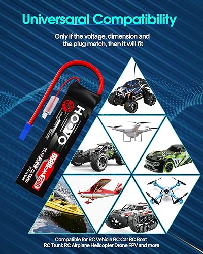 Miniatura 7 de HOOVO Batería Lipo 3S, batería de 11.1 V 6500 mAh 120C RC, funda blanda con enchufe EC5 para auto a control remoto, camión, buggy, rastreador,