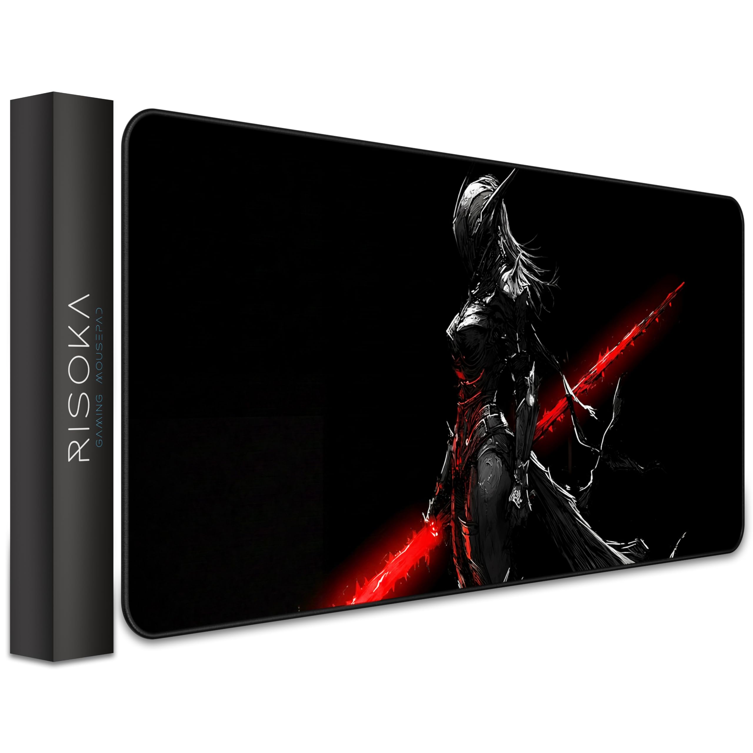 RISOKA XXL Anime Gaming Mouse Pad 35.4 x 15.7 inch - Water-Resistant | Stitched Edges - Large XL Mousepad for Desk - Gamer Accessories Big Full Deskpad Mat Game Mousepads Deskmat