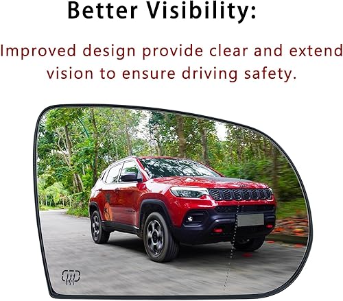 Miniatura 3 de Espejo lateral del pasajero de repuesto para Jeep Cherokee 2014-2019 Jeep Compass 2017-2021, retrovisor lateral exterior derecho de cristal, con