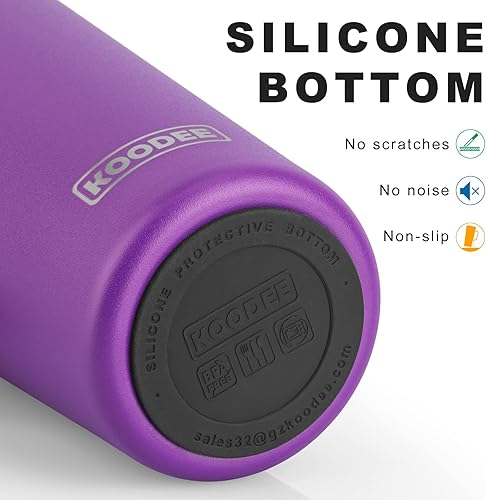 Miniatura 2 de koodee Vaso aislado de 24 onzas con asa, acero inoxidable, doble pared, taza de café de viaje con tapa, a prueba de sudor y derrames (morado)