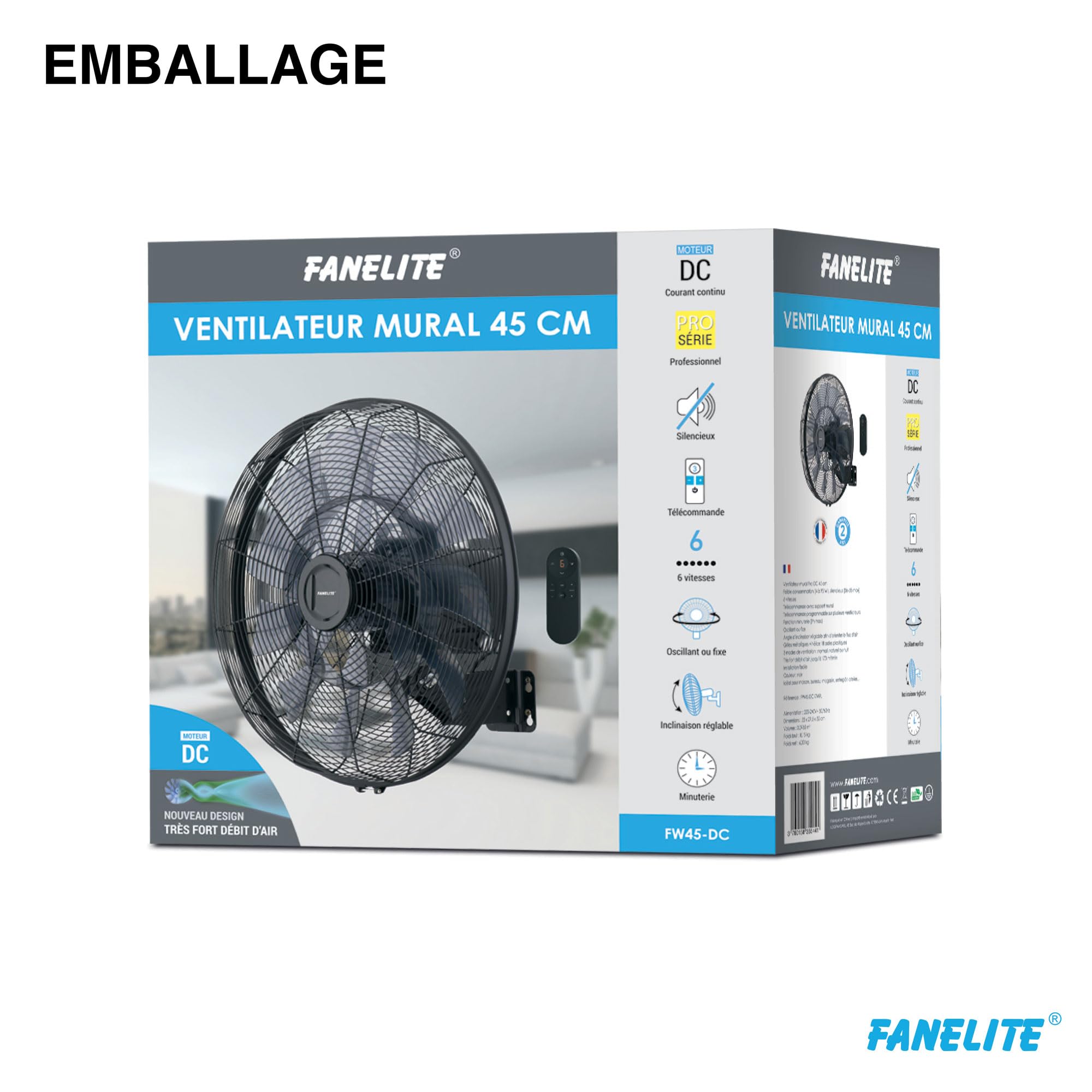 Ventilateur Mural Greyhound 45 Cm Avec Télécommande, Silencieux Et Puissant - Casafan