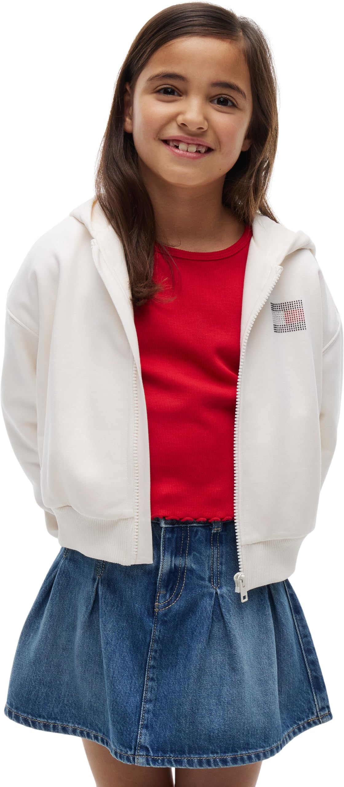 Tommy Hilfiger Tommy Strass Zip Through KG0KG09443 Otras Sudaderas, Blanco (Blanco Antiguo), 8 años