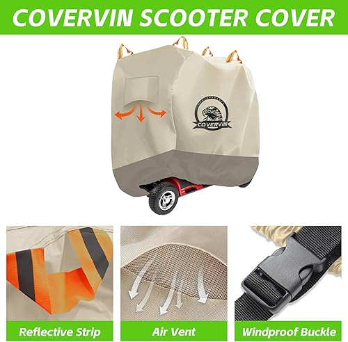 Miniatura 3 de COVERVIN Funda impermeable para scooter, para todo tipo de clima, resistente al polvo y a los rayos UV, con bolsa de almacenamiento, asa de