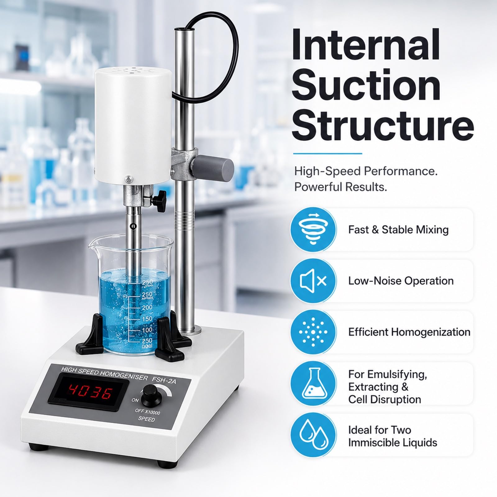 Mezclador Dispersor Homogeneizador De Alta Velocidad De Laboratorio, Máquina Emulsionante Ajustable De 8000-22000RPM Para 5-1000Ml, Herramienta De Emulsificación De Alto Cizallamiento