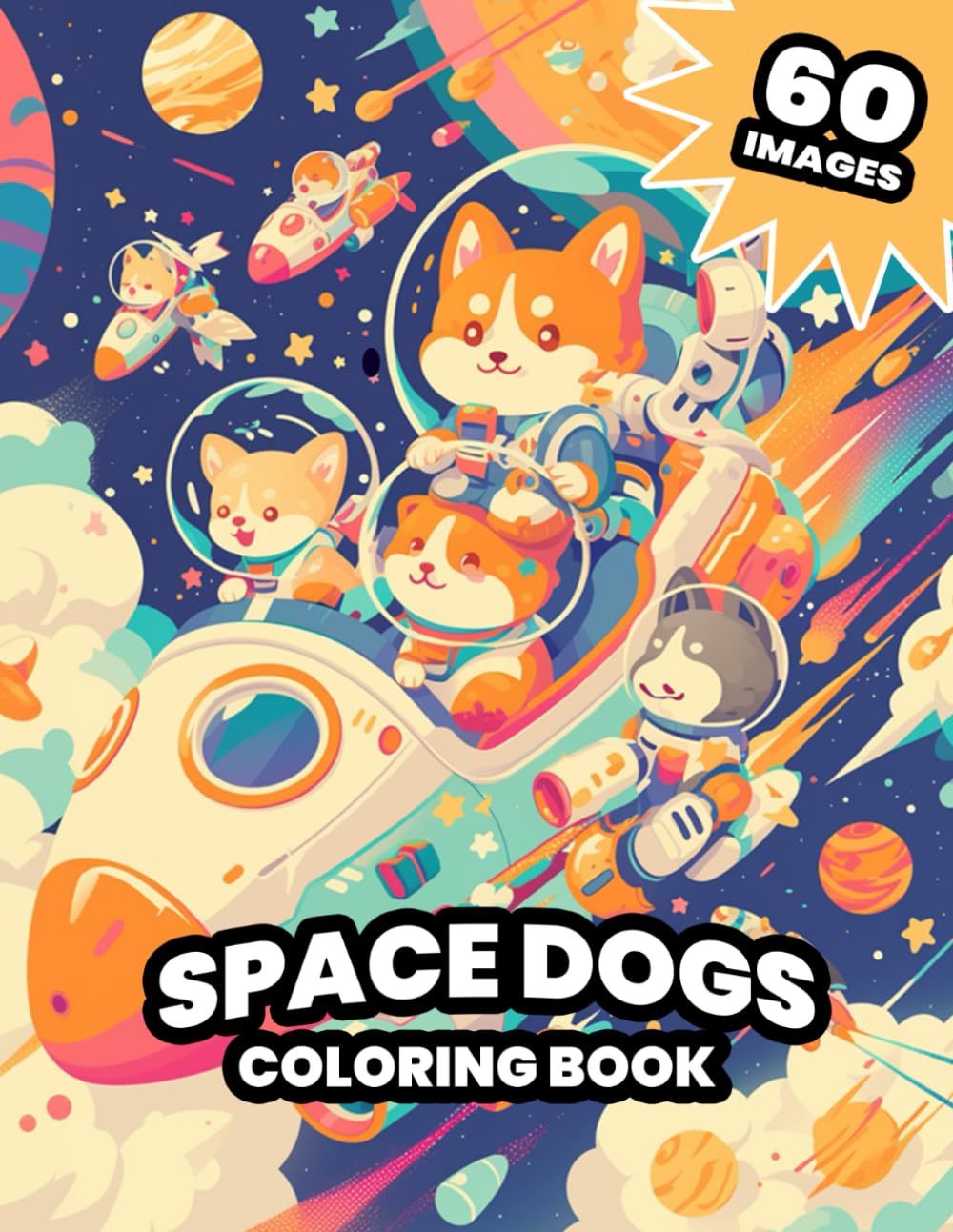 Pups in Space! 60 Out-of-This-World Coloring Adventures with Astronaut Dogs: Coloring Book for Kids
