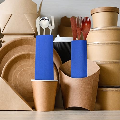 Miniatura 6 de Geelin 500 bolsas de papel de estraza para cubiertos de 10 x 2-34 pulgadas, fundas para utensilios de cocina de restaurante, sin impresión, bolsas