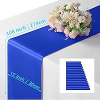 Vista 34 de Manyshofu 12Pcs Satin Orange Table Runner - 12 x 72 Inch Long Size, Party Table Runner Decor Bright & Smooth Wedding Decorations Table Runners for