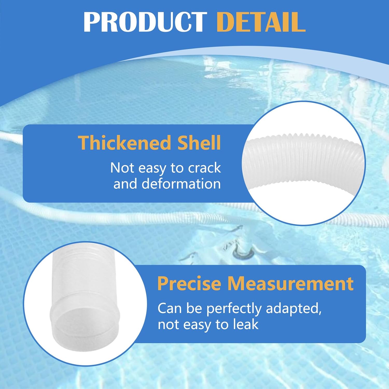 1.5 Inch x 3 ft Pool Skimmer Hose for Intex Above Ground Pool Skimmer Pump Replacement #10531 25016, 1-1/2 Inch Surface Skimmer Transfer Hose - 2 PCS