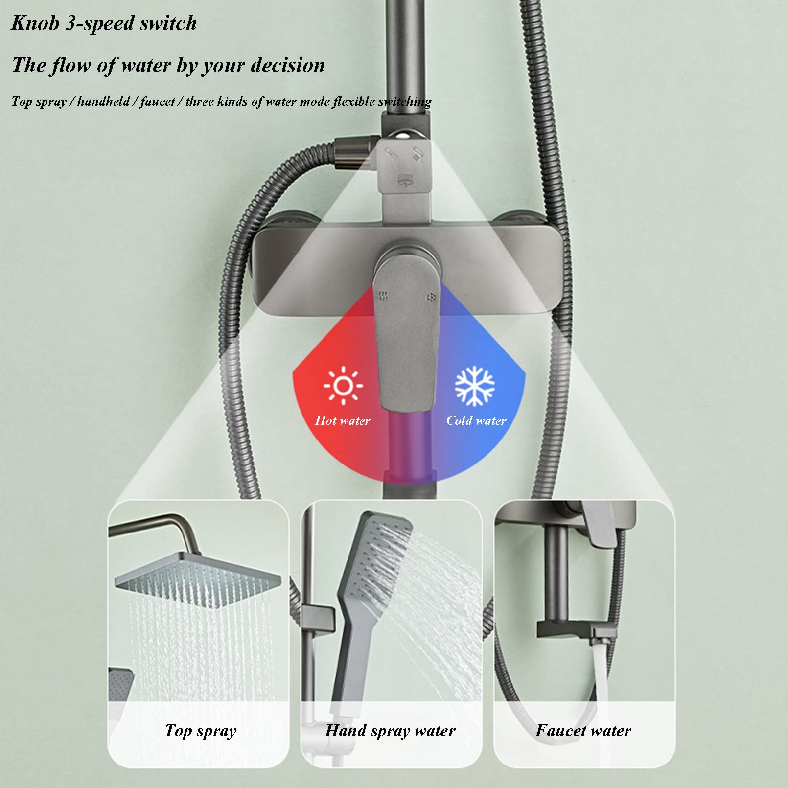 Cabezal de Ducha de Alta presión, Ducha de Mano de 10 Pulgadas, Ducha de baño de Alto Flujo con Brazo de extensión Ajustable en Altura/ángulo