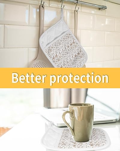 Miniatura 7 de Juego de 4 agarraderas de trigo otoñal para cocina, antideslizantes y aislantes de calor, juego de agarraderas de tela de toalla con bolsillo,