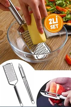 2li Set Paslanmaz  elik Rende Ve Soyacak Peynir  ikolata Zencefil Patates Limon Rende Sebze Soyucu