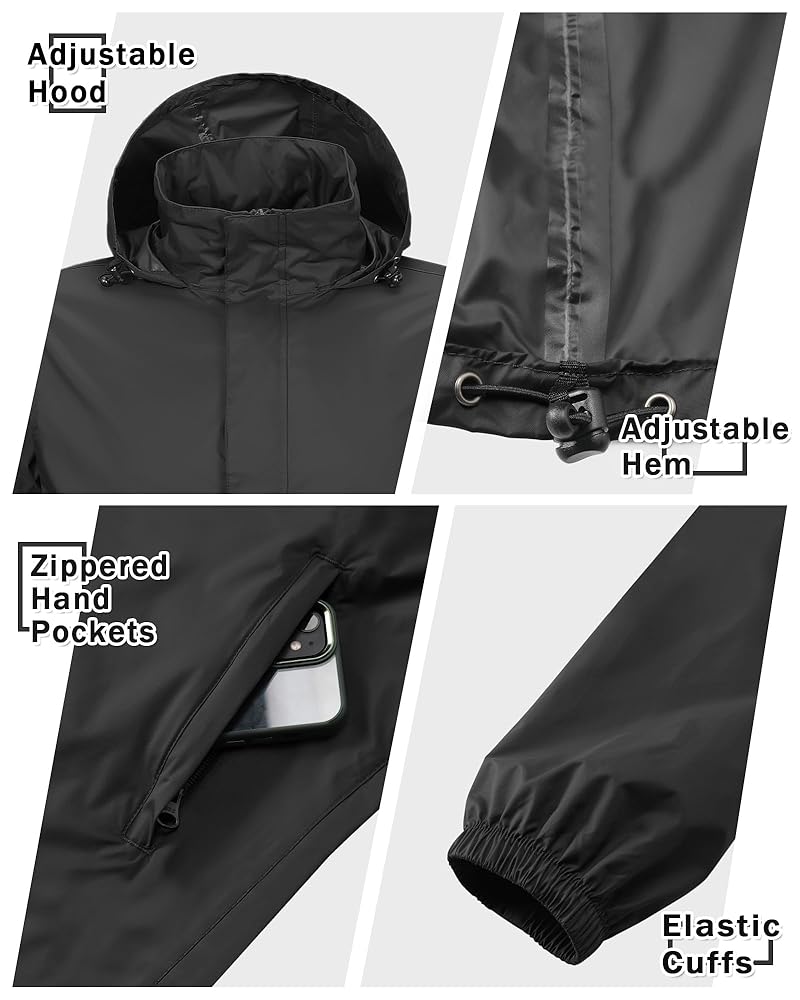 33,000ft Men's Pullover Rain Jacket Waterproof with Hood