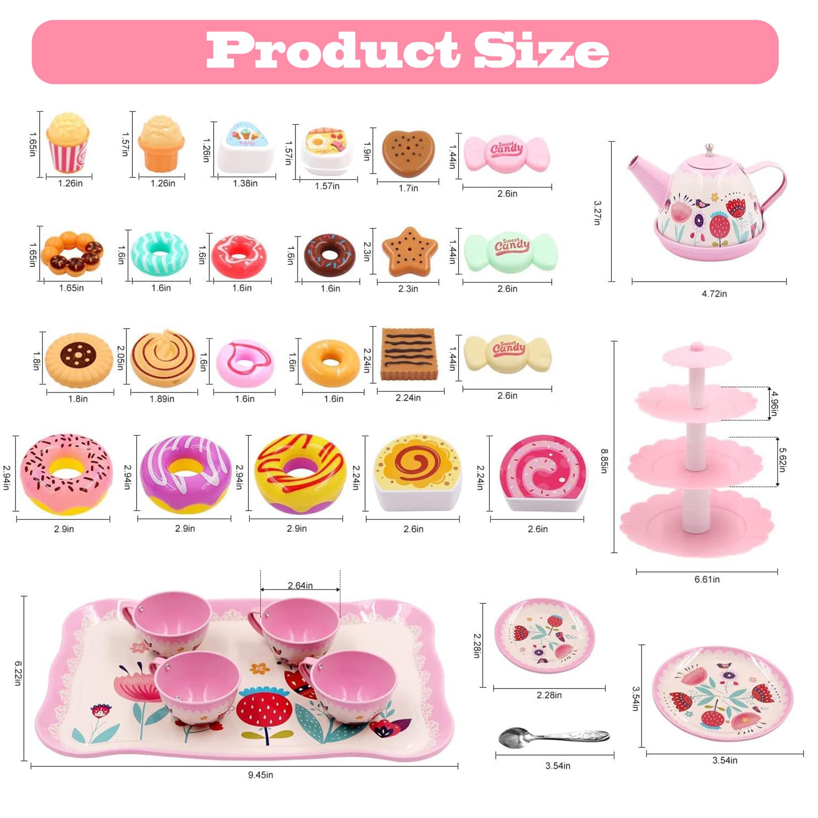 46 Pièces Service a The Enfant pour Enfants avec Accessoires De Cuisine Valise pour Desserts Tasses Assiettes Et Accessoires Service à Thé Complet pour Cadeau Jouets Filles 3 à 9 Ans