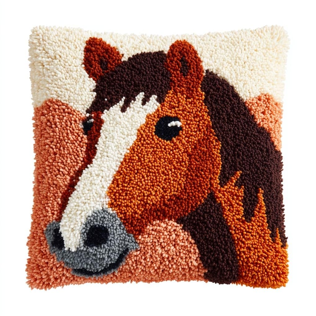 WallustrioaW Latch Hook Pillowcase Kits 17x17in,Animals and Horses
