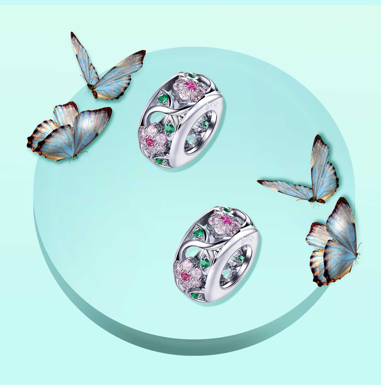 Annmors 925 Sterling Silver Clips Distanziatore Catena di Sicurezza Ferma Ciondoli Ciondolo in Vetro di Murano per Donna Bracciale Collana Gioielli Regalo