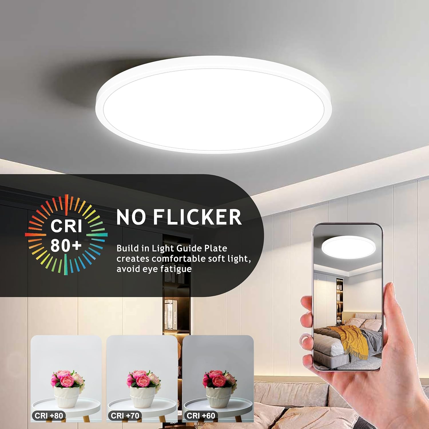 CLAR, Round LED Ceiling Light, Bathroom Ceiling Light, LED Living Room Ceiling Light, Bedroom LED Ceiling Light - Image 3