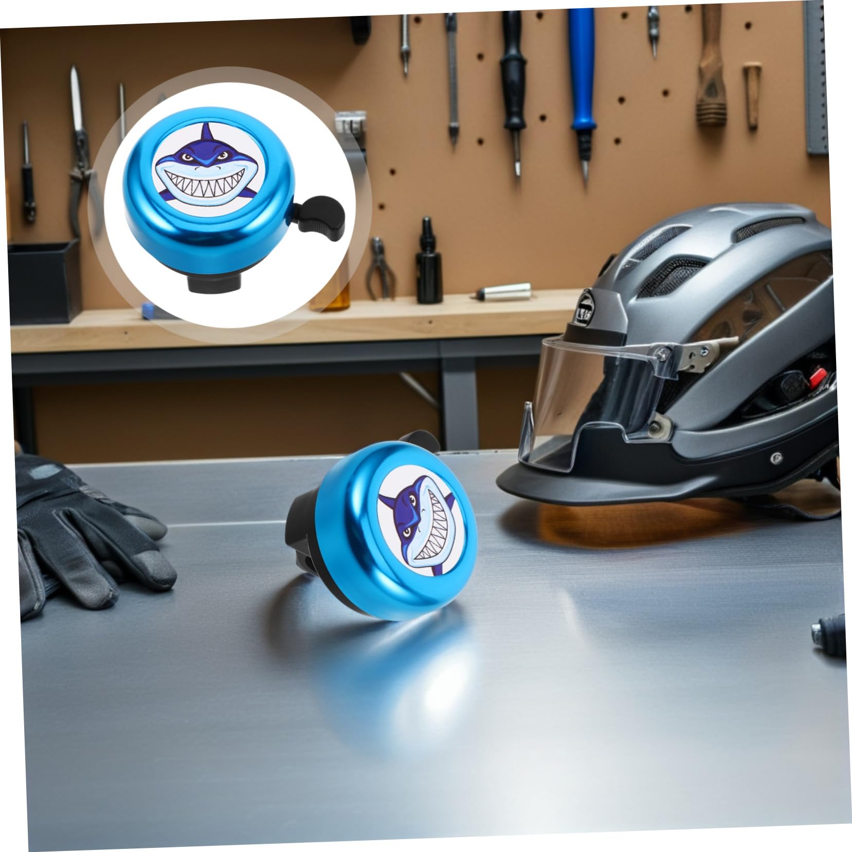 10 Stück Fahrradklingel Shark Design Laut Aluminiumlegierung Einfache Montage für Jungen Mädchen Roller Laufrad Zubehör Sichere Attraktive Klingel für Kinderlenker