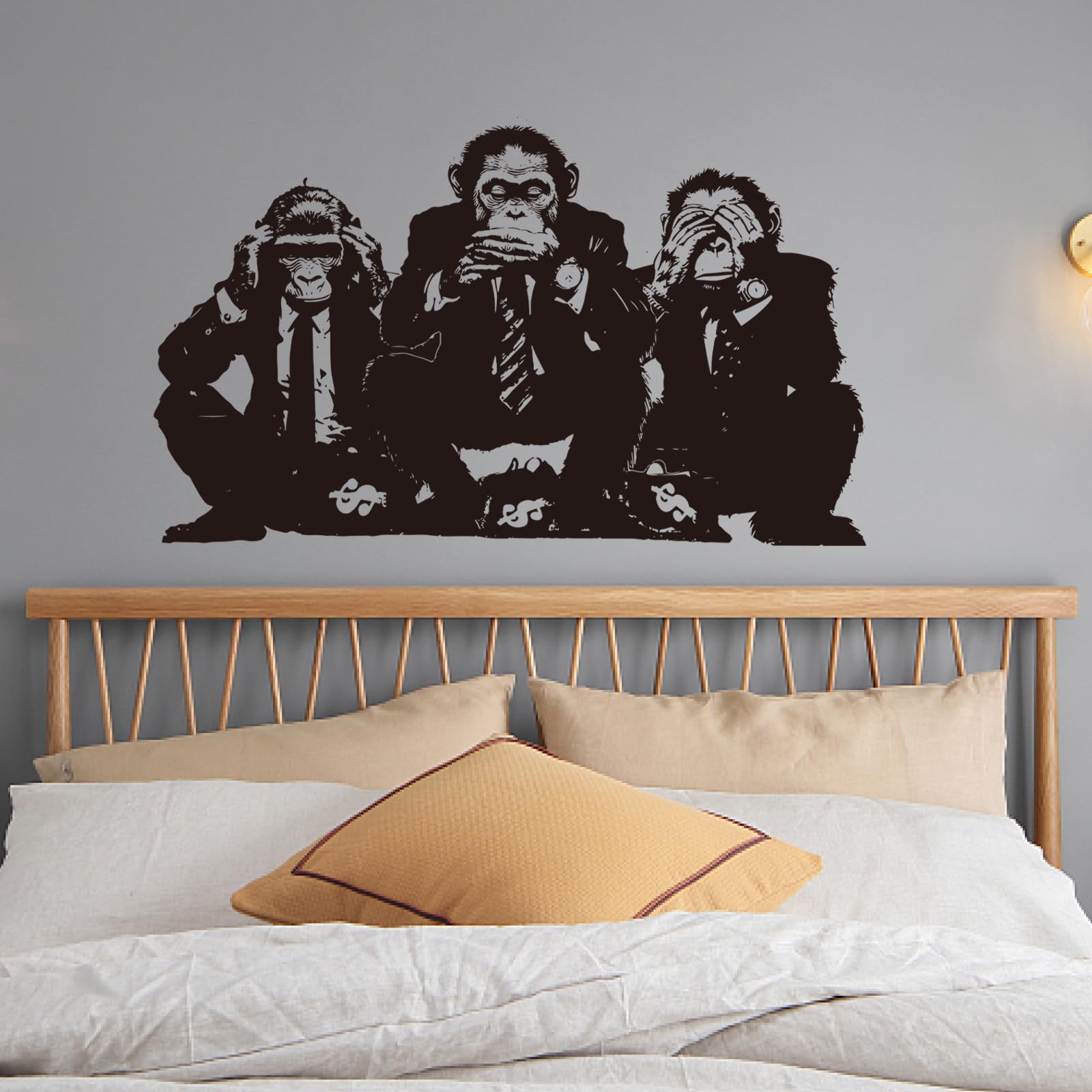 PLIGREAT 2 Sheets Banksy Three Wise Monkey Wall Stickers Removable Vinyl Decals Street Banksy Graffiti Wall Art Murals for Office Men Bedroom Home Decor DIY Decorative Stickers - Image 2