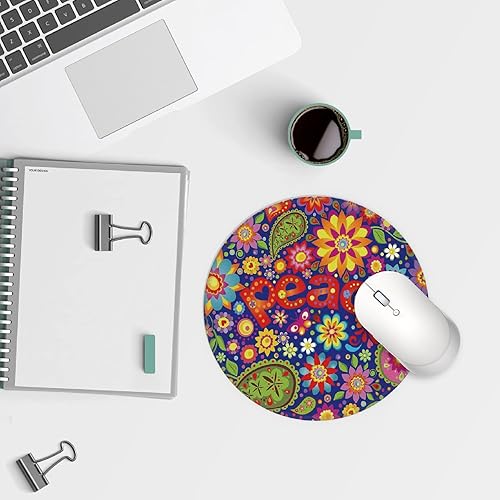 Miniatura 5 de Alfombrilla de mouse pequeña abstracta de teñido anudado en espiral de 7.9 x 7.9 pulgadas, alfombrilla de mouse de tela redonda lavable para