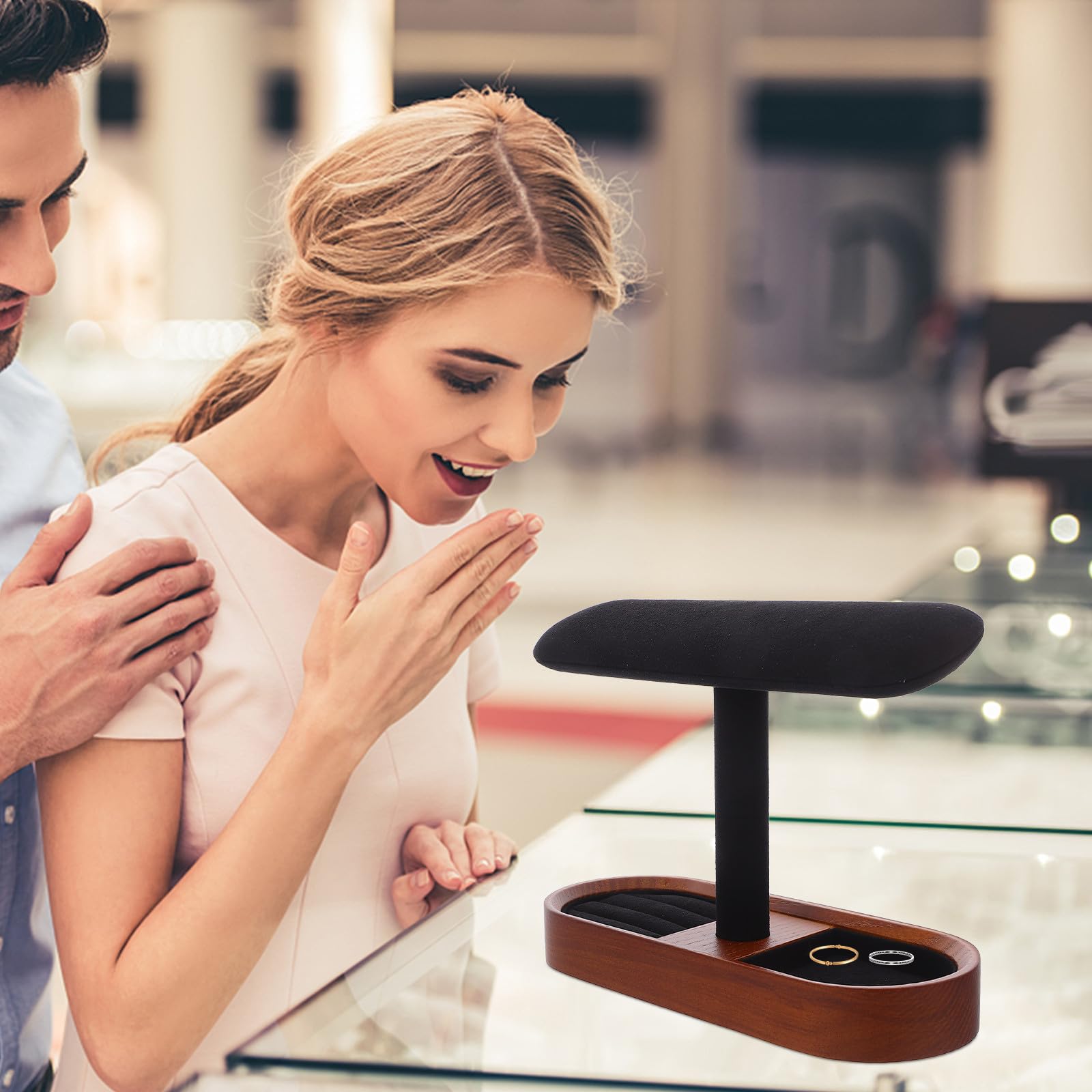 Rustikaler Uhrenständer mit T bar Design Schmuckorganizer für Armbänder und Ringe Sichere Aufbewahrung für Uhren und Manschettenknöpfe für Thekenvitrine und Persönliche Sammlungen