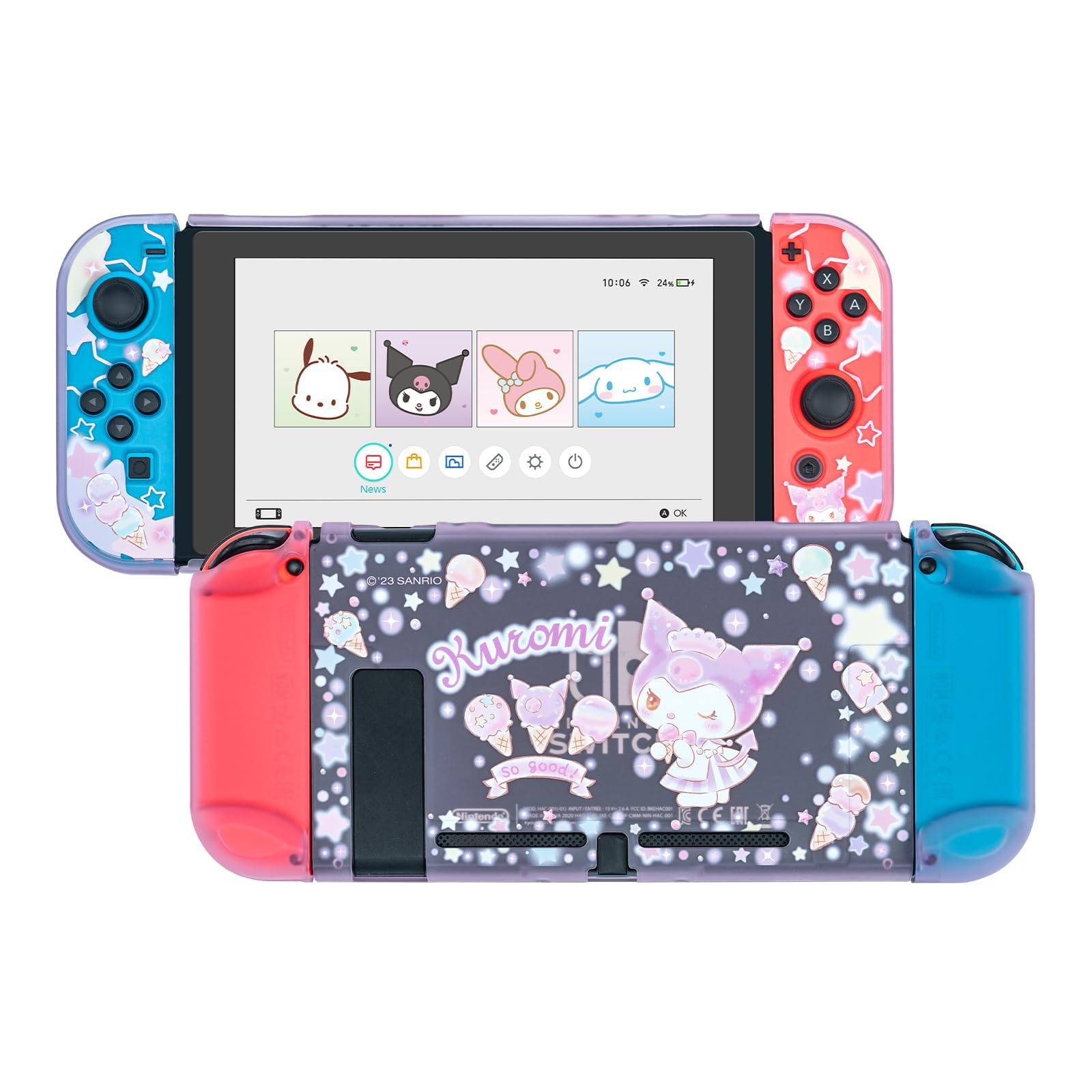 Kuitmor Protective Case for Switch, Hard PC Protective Shell, Clear Switch Cover with Anti-Scratch and Shock-Absorption Design - Fantasy Sweet Tube (For Switch 2017)