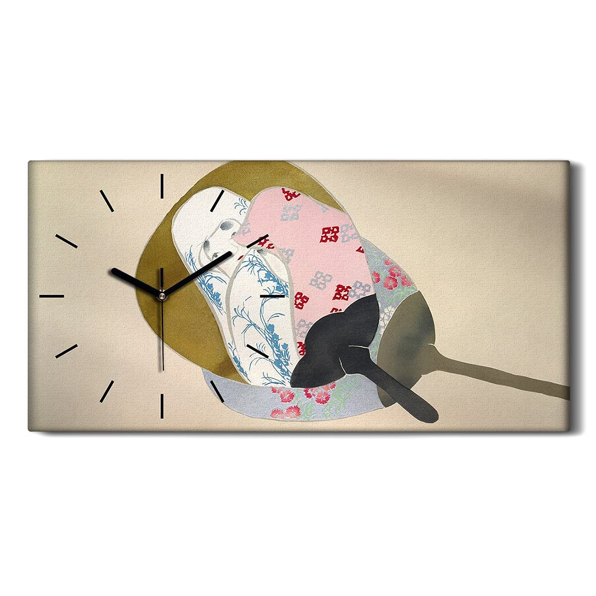 Horloge sur Toile Deco Chambre et Salon Tableau Abstrait Asiatique
