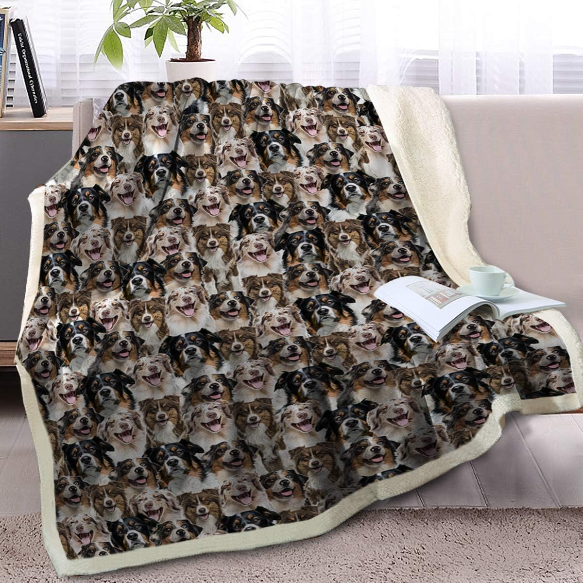 BlessLiving Fuzzy Dogs Blanket for Kids Adults Cute Puppy