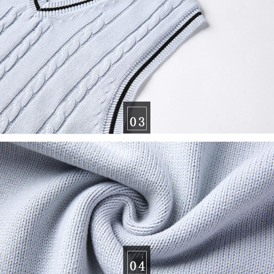 Mens V-Neck Knit Sweater Vest Solid Sleeveless Pullovers Casual Warm Slim Waistcoats3