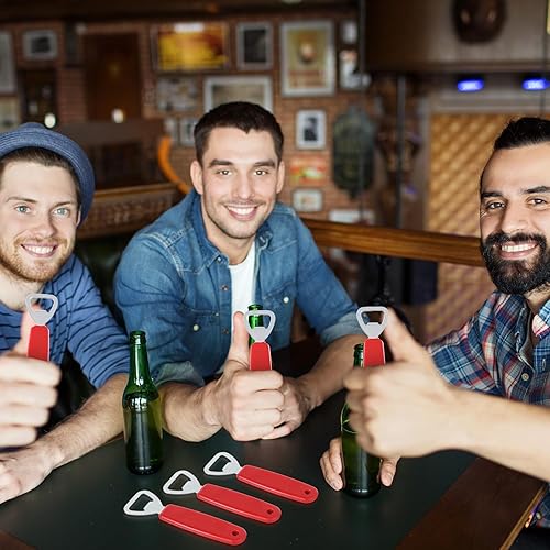 Miniatura 7 de 50 unidades de abrebotellas de cerveza roja, abrebotellas de metal a granel con mango de plástico, abrebotellas de sidra para cocina, bar, hogar y