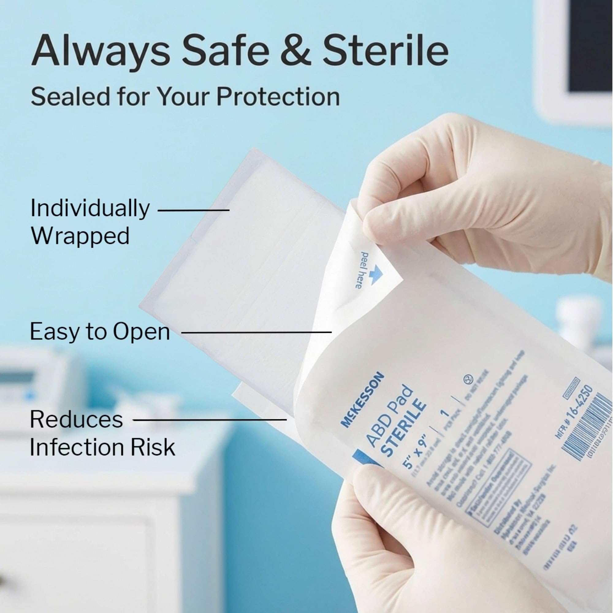 McKesson - Cuscinetto sterile per addominali, 5 x 9 pollici, 16-4250, 400 ct