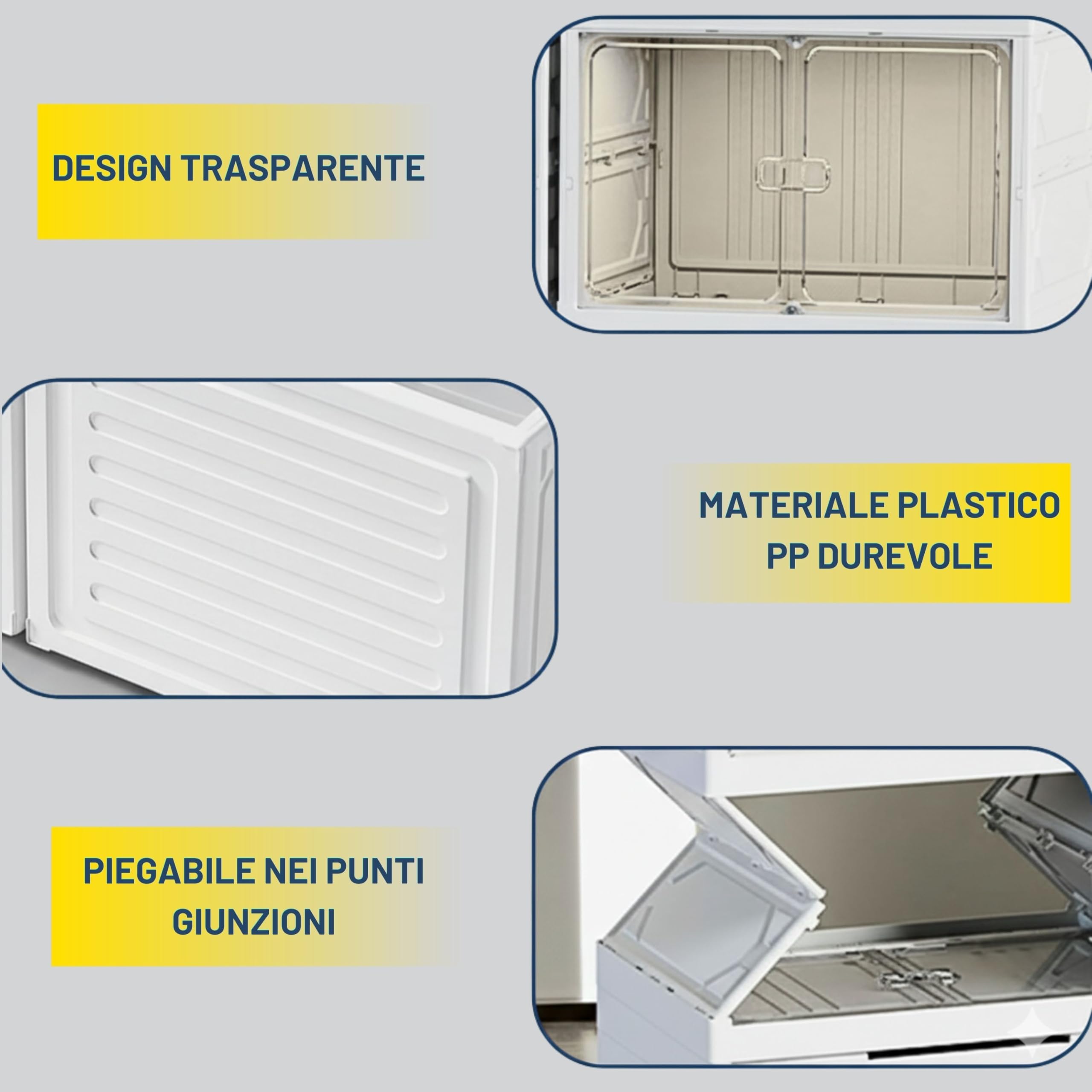 YASTA Scarpiera Moderna Salvaspazio, Mobiletto Porta Scarpe a Incastro, 6 Scomparti con Ante Trasparenti, Organizer Armadio Pieghevole, Scatole per Scarpe Impilabili, Design Modulare Salva Spazio