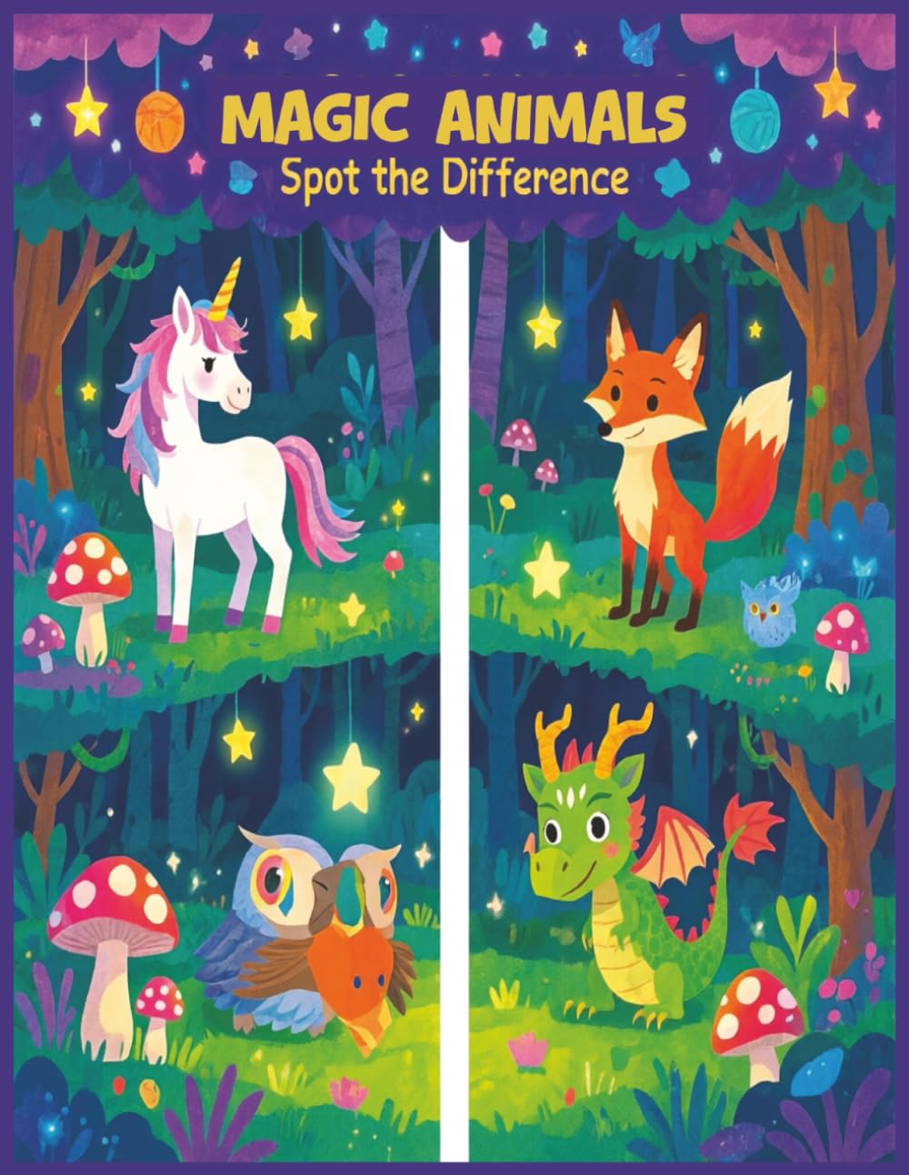 MAGIC ANIMALS: Spot the Difference: Puzzle Book for Kids & Adults | Fun and Challenging Brain Games to Improve Attention to Detail, Visual Memory, and Focus | 8.5x11 inches