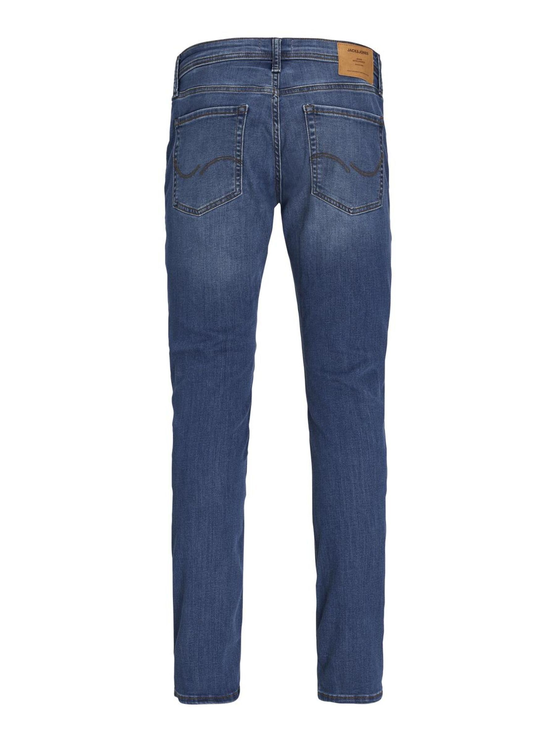 JACK & JONES Jeans Slim Fit a Vita Bassa. Chiusura con Patta e Bottoni.